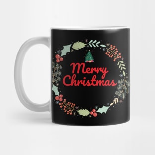 Merry Christmas Wreath Holiday Design Mug